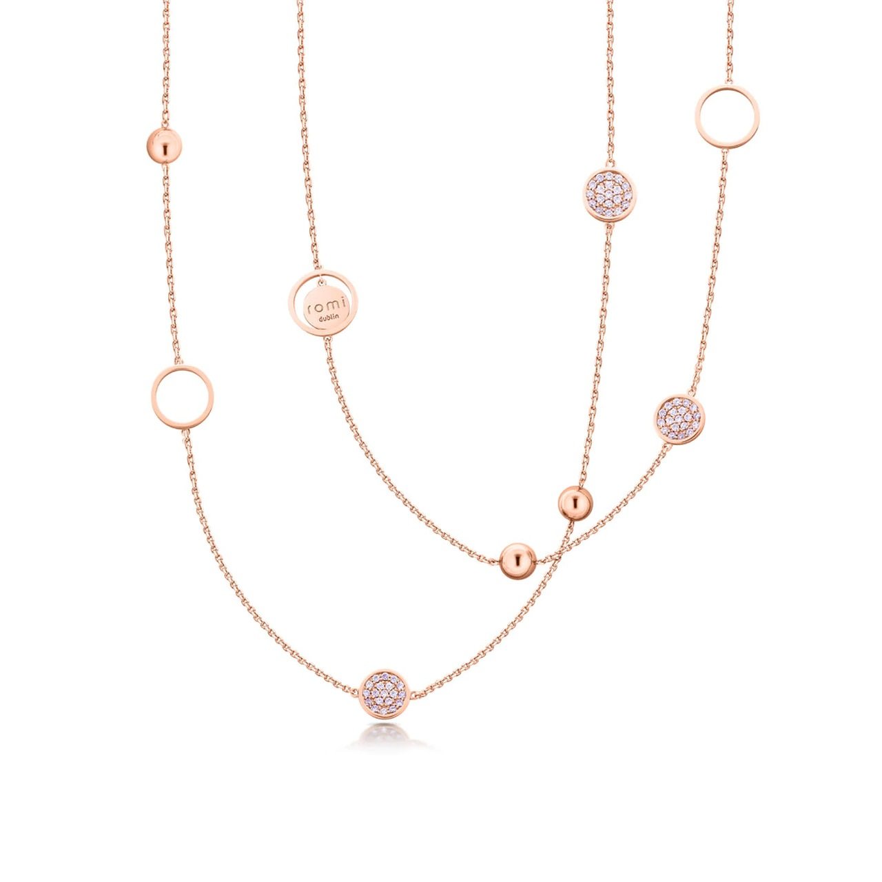 Romi Rose Gold Pavé & Bead Necklace Simple and understated this collection has a contemporary and sleek look that will allow you to accessorise with any outfit.