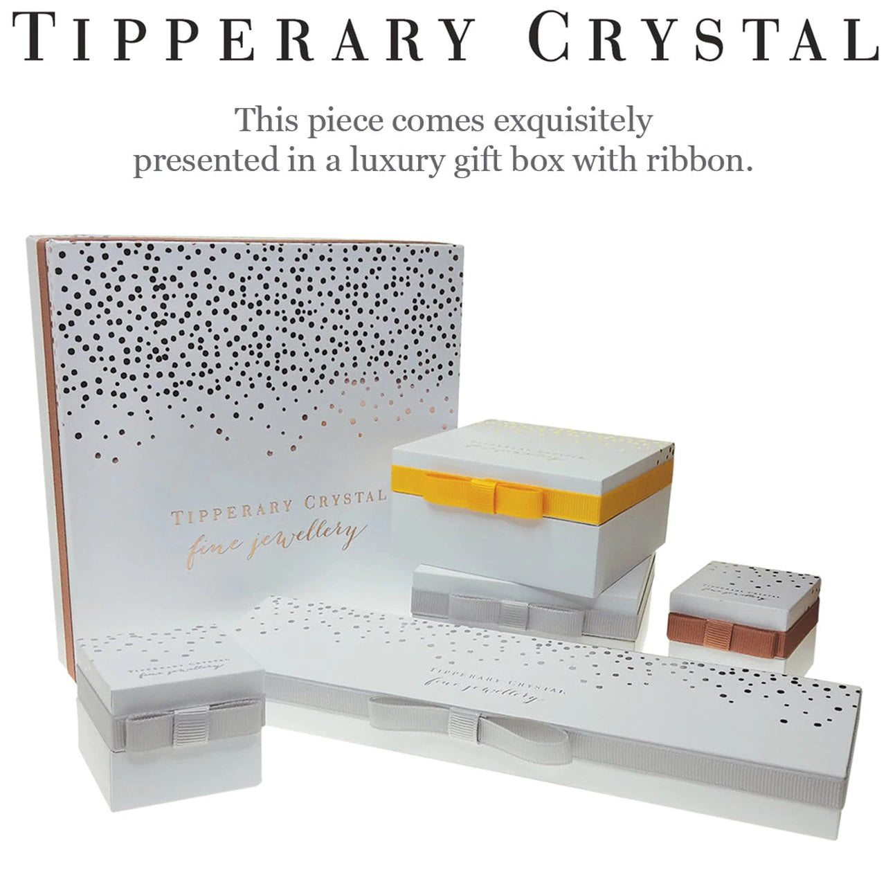 Tipperary Crystal Rose Gold Bar Pendant Simple yet chic, this glistening pendant is an attractive addition to any jewellery collection. Fashioned in on-trend rose gold, the cylindrical drop is daintily suspended from its cable chain.