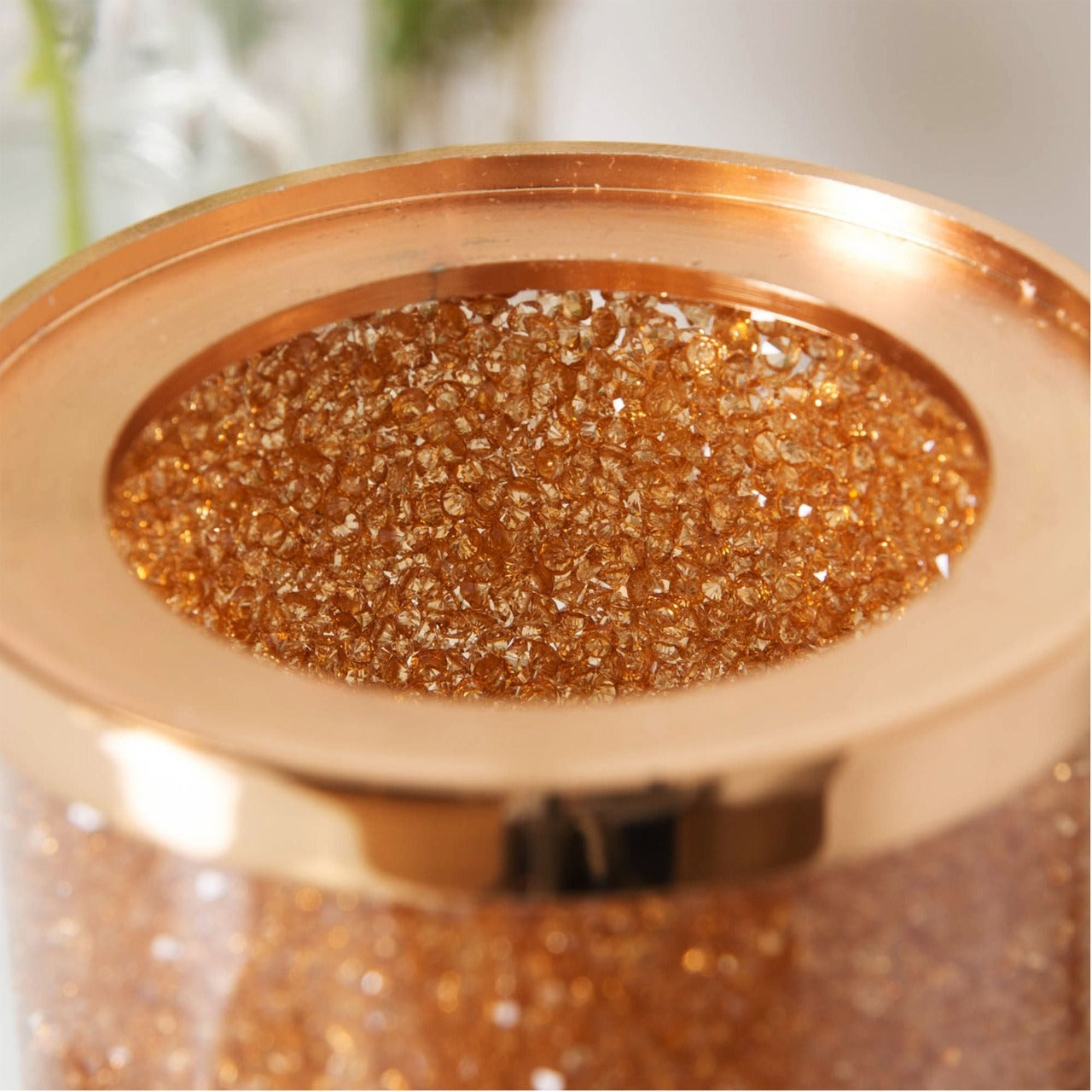 Estella Rose Gold Glass & Crystal Trinket Box  Store those bits and bobs, jewellery or keepsakes in style with this rose gold metal, champagne glass and amber crystal trinket box. From Estella by SOPHIA® - Champagne Chic women's home and gift evoking the luxurious spirit of the art deco era.