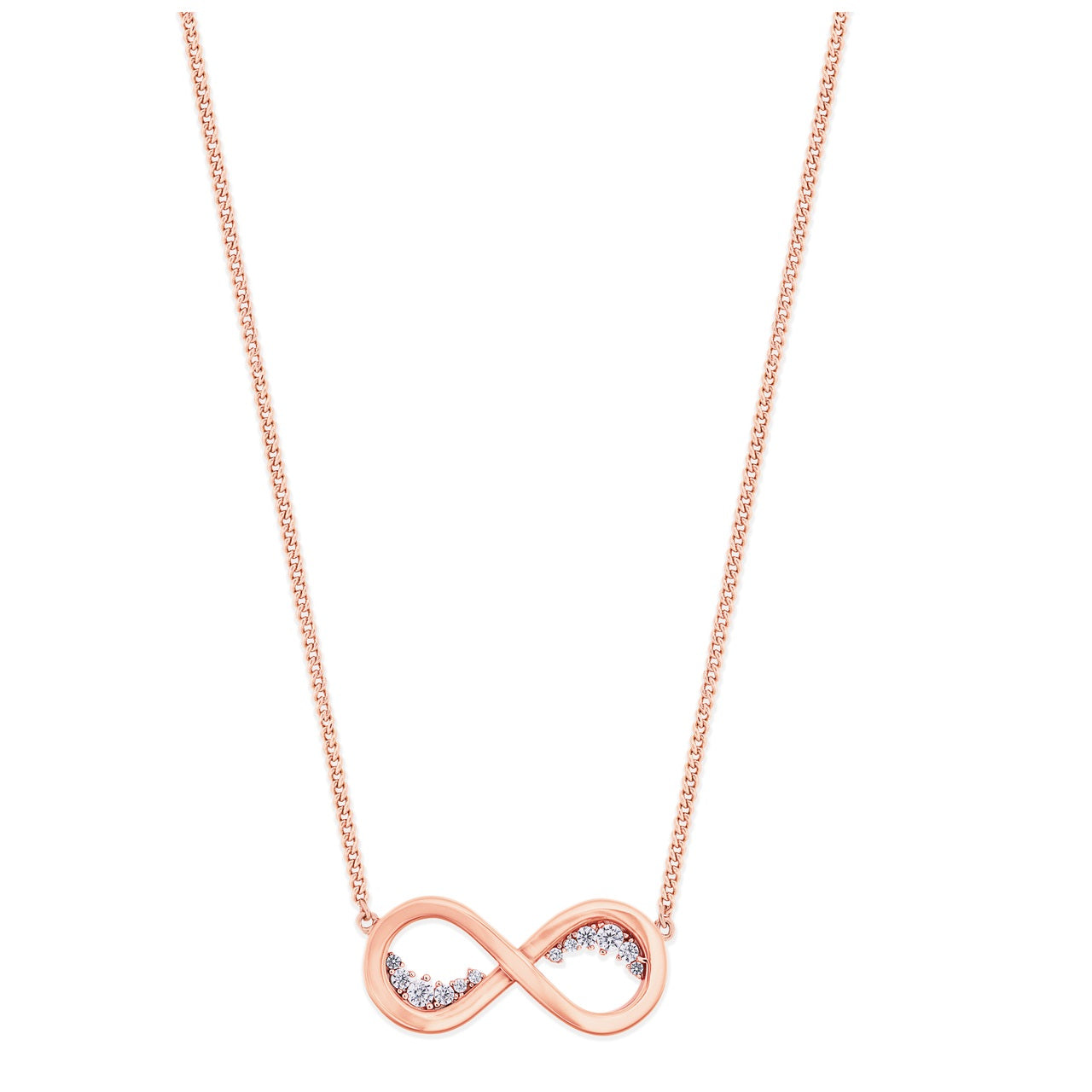 Tipperary Crystal Rose Gold Infinity Pendant Inside Pave