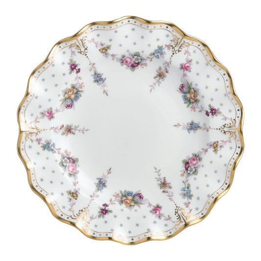 Royal Crown Derby Royal Antoinette Plate 27cm  Perfectly round, this dinner plate is an ideal finishing touch for sophisticated dining. For a more vintage style, Royal Crown Derby's regal Royal Antoinette collection presents the perfect opportunity to combine timeless elegance with a quintessentially English design that has graced summer dining for centuries.