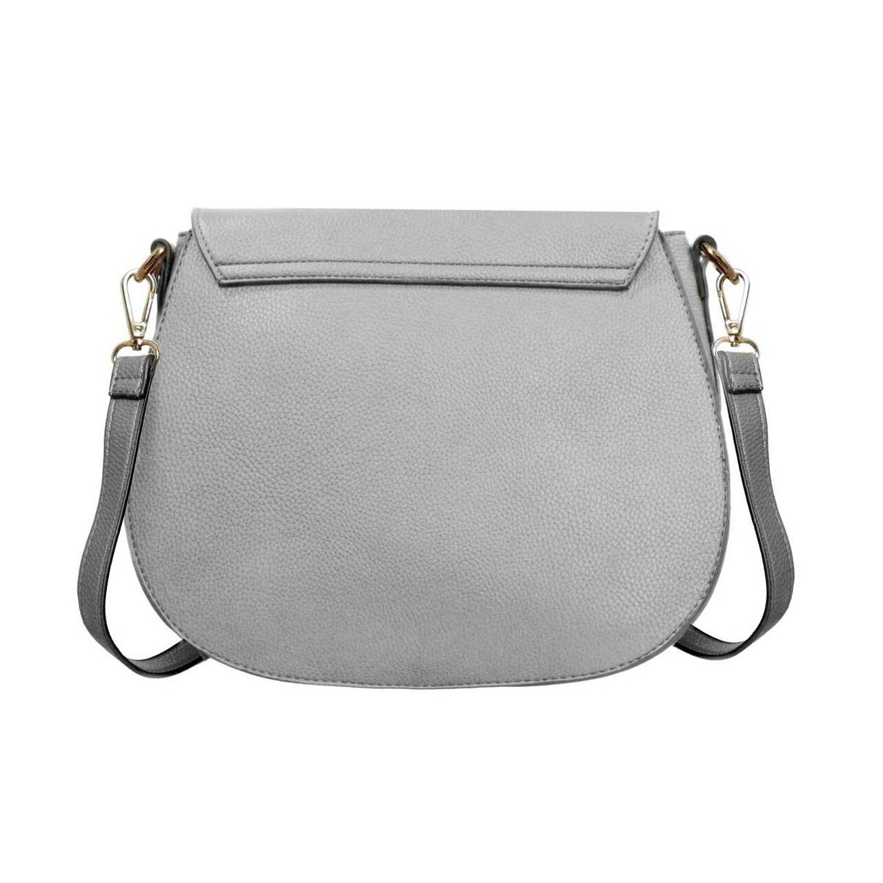 Tipperary Crystal Savoy Large Satchel Bag Grey (Yellow gold hardware) This stylish new addition to our bag collection is proving to be very popular, with an outside zip compartment the Savoy bag is stylish and functional. Metal hardware detail finish off this amazing bag in rose gold or yellow gold. The Savoy satchel style bag can be worn over the shoulder or as a cross body bag.