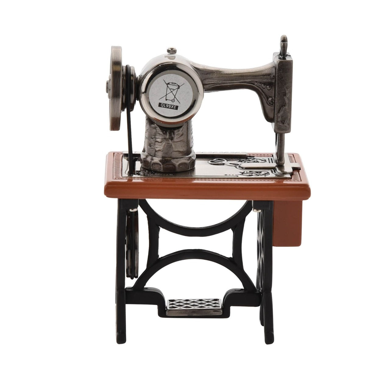 Miniature Clock - Sewing Machine Bring a uniquely refreshing touch to the home with this stylish miniature clock made with great attention to detail.