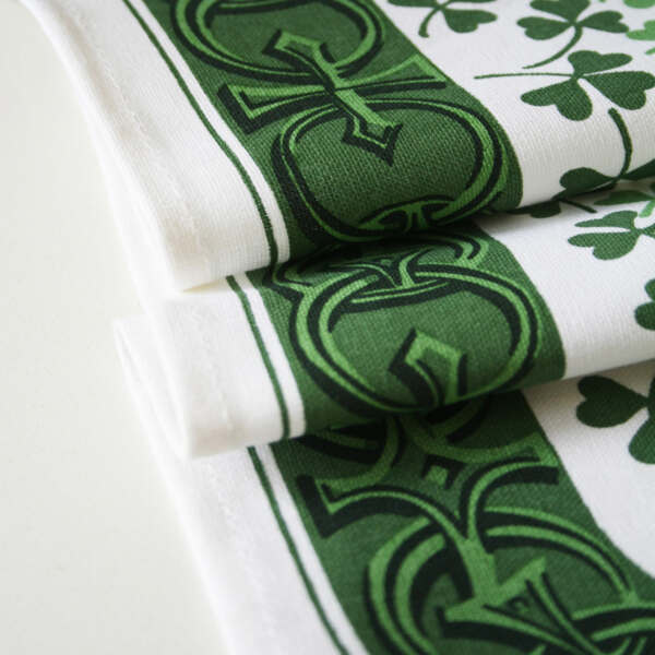 Samuel Lamont Shamrock Patterned Tea Towel Tara 100% Linen Union shamrock design tea towel