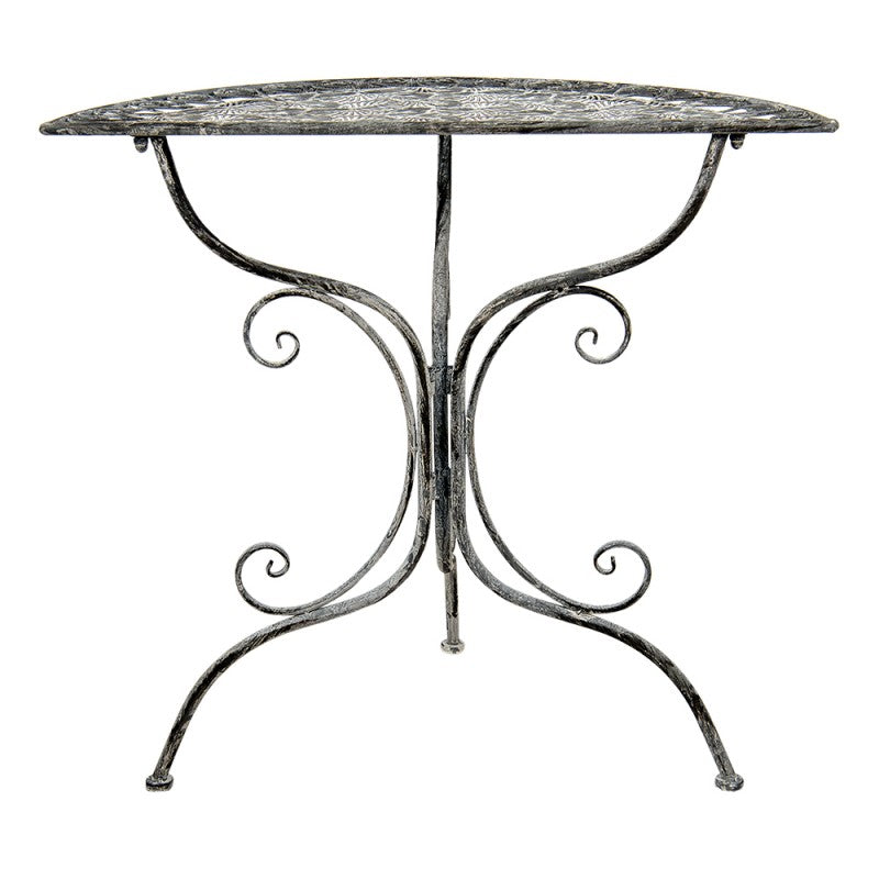 Clayre & Eef Country Style Grey Iron Wall Mounted Half Table Sidetable 80*36*75 cm Grey Iron Wall Mounted Table Half Table