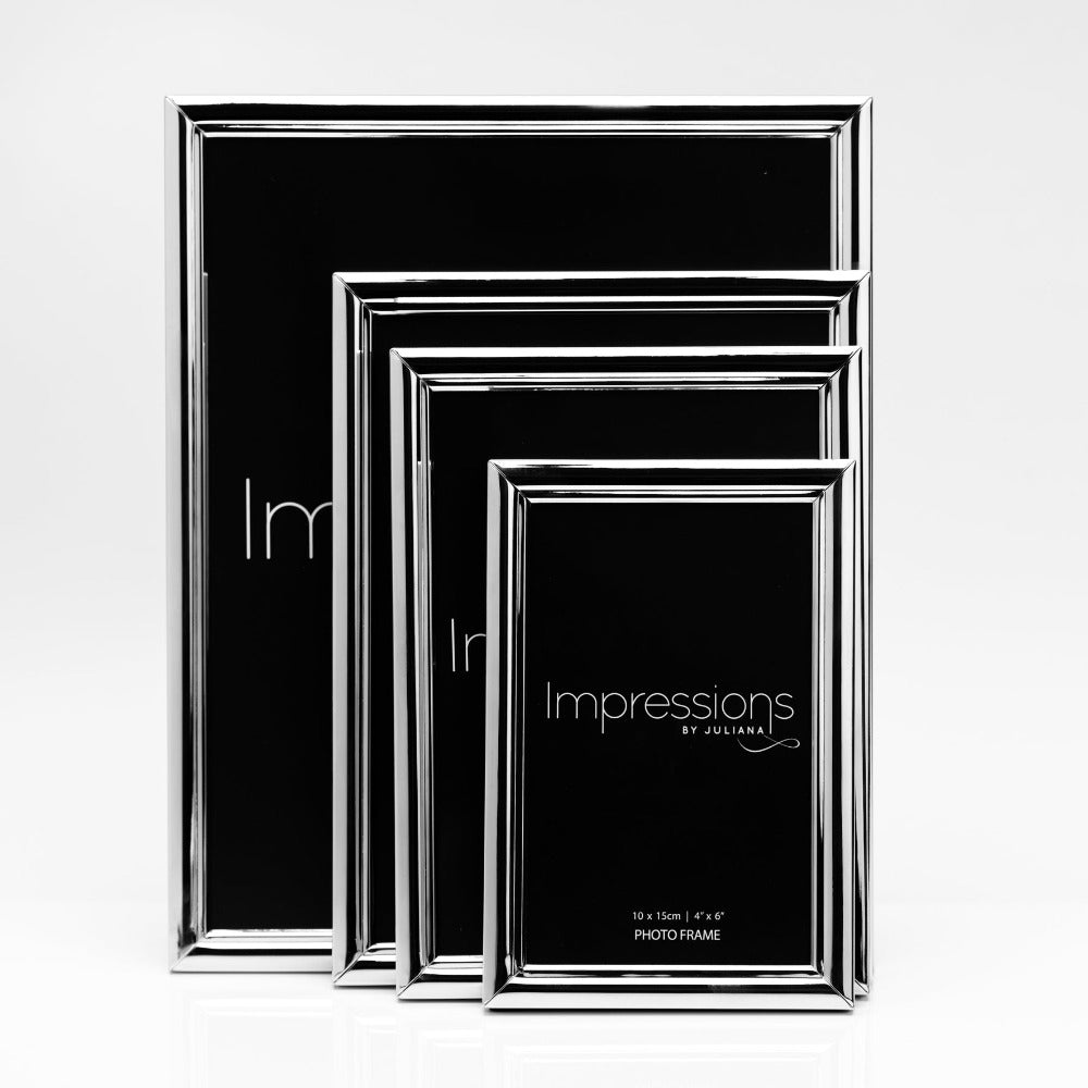 Impressions Silver-plated Photo Frame with Bevel Edge 4" x 6" Give a special photo the perfect place to shine with this elegant slim bevelled edge silver plated photo frame. From IMPRESSIONS - helping your photos speak their thousands words.