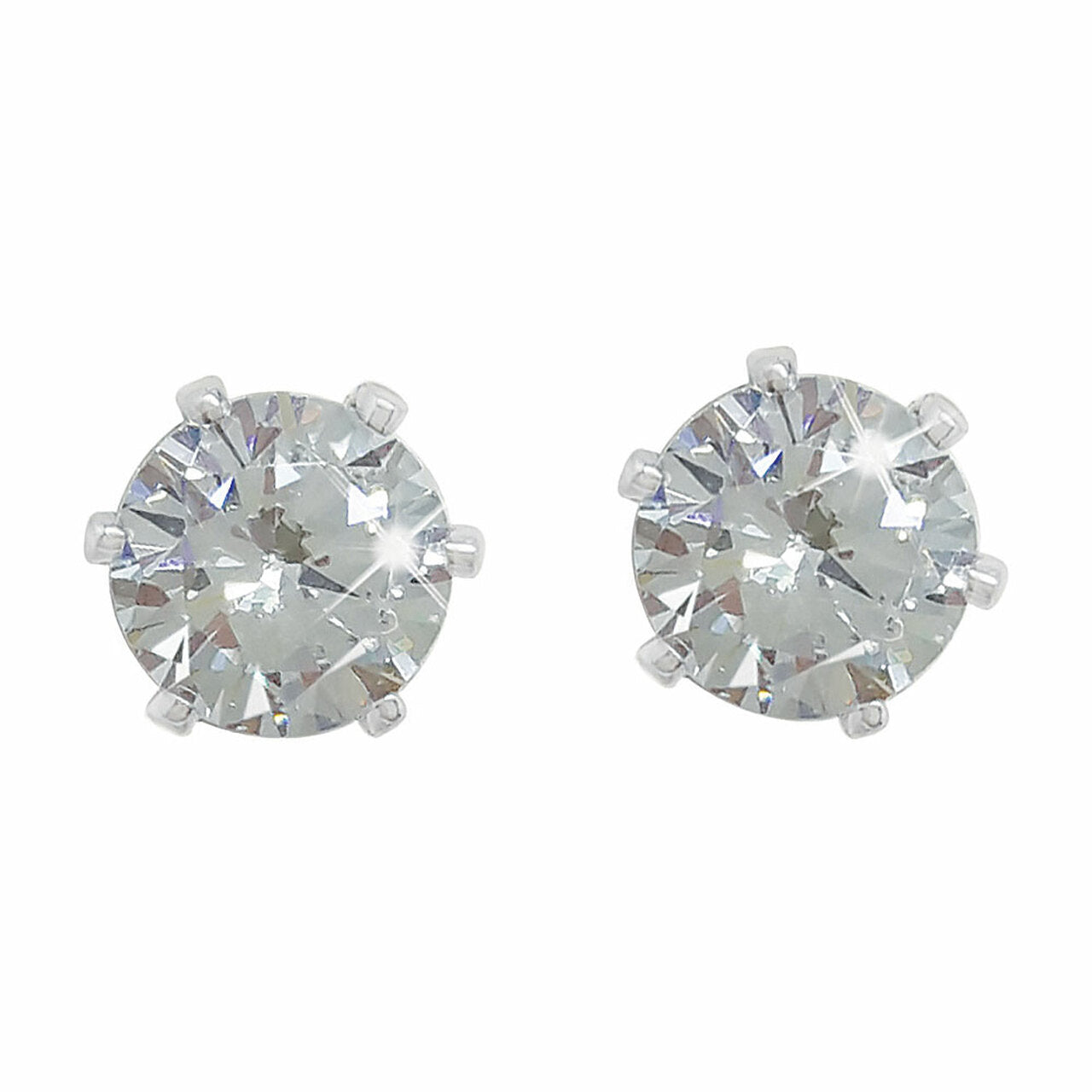 Tipperary Crystal Silver Stud Earrings Clear StoneA captivating and impressive look, these dazzling solitaire stud earrings make a stunning accompaniment to any look or any occasion. Fashioned in cool silver each earring showcases a mesmerising clear crystal solitaire in a stylish six prong silver setting. Buffed to a brilliant lustre, these versatile post earrings fasten securely and comfortably with push backs.