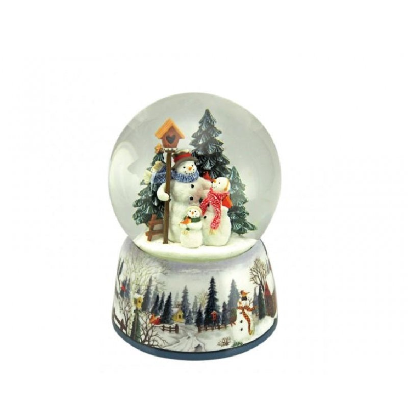 Snow Globe Snowman Family Featuring festive scenes and characters, add charm and personality to your home this Christmas with our fabulous snow globes The scene in the 100 mm globe turns to the winter melody "Winter Wonderland"