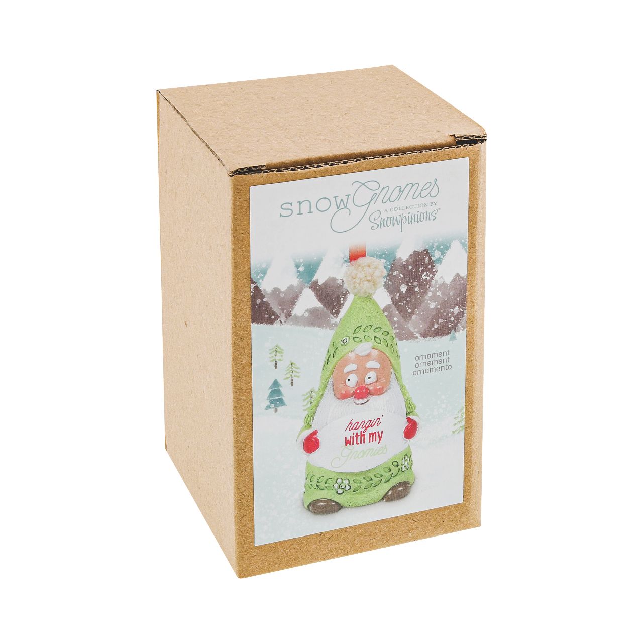 Department 56 Snowpinions Snow Gnome Hangin' with my Gnomies Hanging Ornament This Snow Gnome is out to have some fun| Hanging on a festive red ribbon, he is hand crafted from high quality cast stone before being hand painted by our skilled artists and topped with a real pom pom. He is the perfect accessory for any Christmas tree.