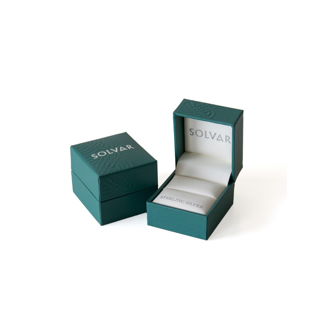 Solvar Ladies Sterling Silver Trinity Knot Ring Green CZ This stunning sterling silver ring features a green crystal stone at the centre to represent the Emerald Isle. The Trinity knots are also evocative of Ireland, representing endless love and eternal life. This beautiful sterling silver Trinity Knot ring has been Irish hallmarked in Dublin Castle.