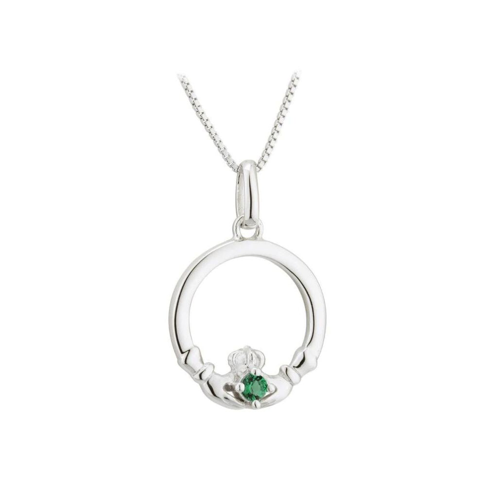 Solvar Acara Sterling Silver Green Crystal Claddagh Pendant The Claddagh symbol is known as a symbol of love, loyalty, and friendship. Silver Claddagh are the perfect choice to celebrate your love or friendship with an Irish touch.