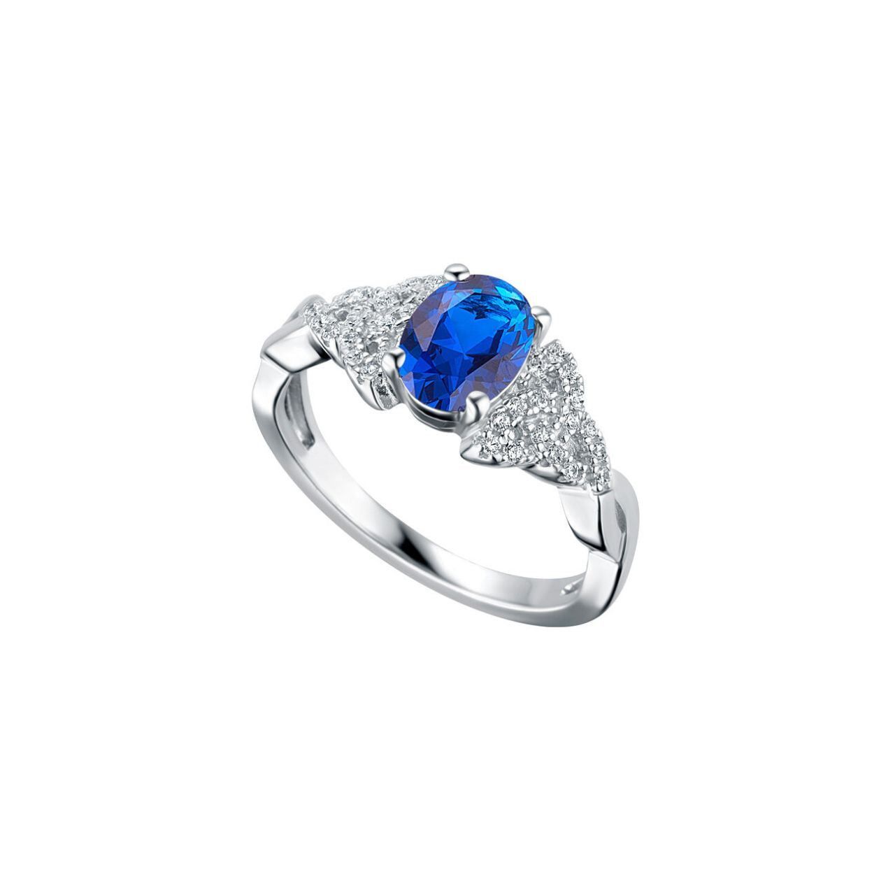 Solvar Sterling Silver Trinity Knot Ring Dark Blue Oval with CZ Surround Sapphires are showstoppers, this unique blue gem. This graceful style features a deep blue sapphire and is made from sterling silver and cubic zirconia. The Trinity Knot symbol evokes the timeless nature of humanity. A sentimental and sophisticated piece.