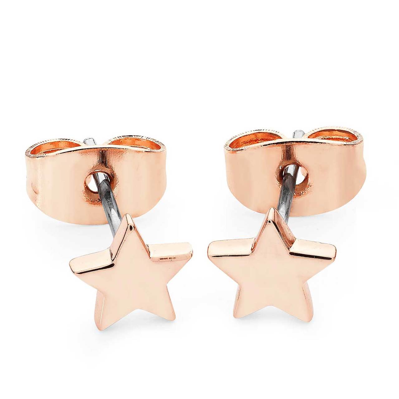 Tipperary Crystal Star Mini Stud Earrings Rose Gold These dainty stud earrings are sweet and simple. Crafted in polished metal they are available in rose gold, champagne gold and silver and secure safely with pushbacks.