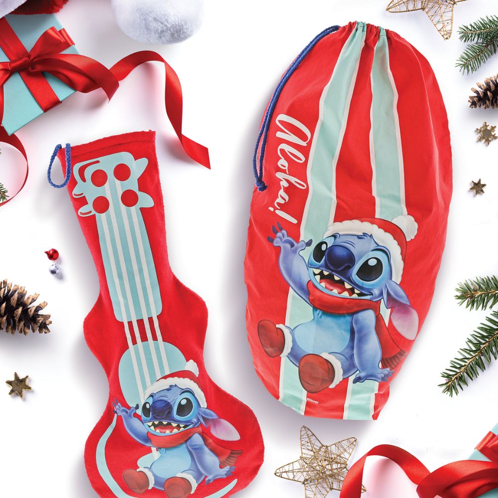 Stitch Christmas Sack Spread the joy of Christmas with this delightful and fun range of sacks and stocking NEW for Christmas 2021. This unique Christmas gift can be enjoyed year after year and will warm the hearts of adults and children alike. Fun & unique design.