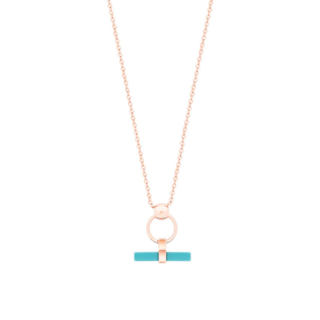 Tipperary Crystal T-Bar Turquoise Bar & Circle Pendant Rose Gold Turquoise Bar & Circle Pendant Rose Gold - New To Collection