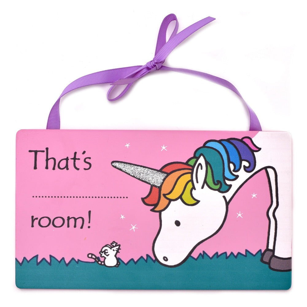 That's Not My Unicorn Hanging Door Plaque Let everyone know whose room it is with this personalisable unicorn plaque. Simply add the provided letter stickers and hang. A perfect decorative addition to colour-loving homes.