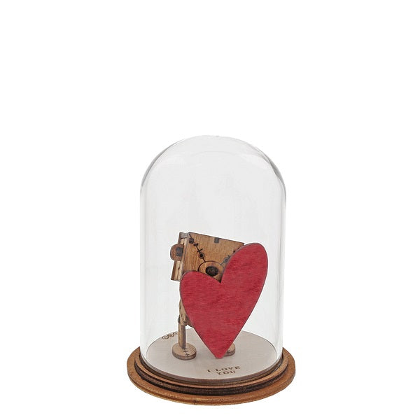 The Little Wooden Bear - I Love You Figurine The Little Wooden Bear. This little bear will make you smile, with sentiments to suit every occasion. This glass dome decoration encases our favourite little bear, adorned a giant red love heart, ready for the one he loves.