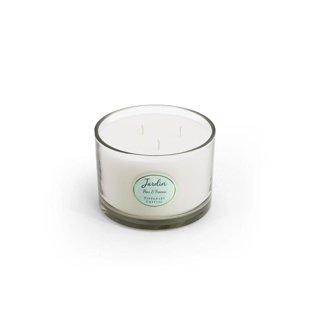 Tipperary Crystal Jardin Collection 3 Wick Candle - White Jasmine Jardin Collection 3 Wick Candle - White Jasmine White Jasmine The first scent will transport you to a quaint English cottage with windows opening out to a sun-drenched garden filled with beautiful white jasmine. The Delicate scent of Jasmine will create an atmosphere of calm and relaxation, while just-cut wild mint adds a dash of eccentricity to this beautiful bouquet.