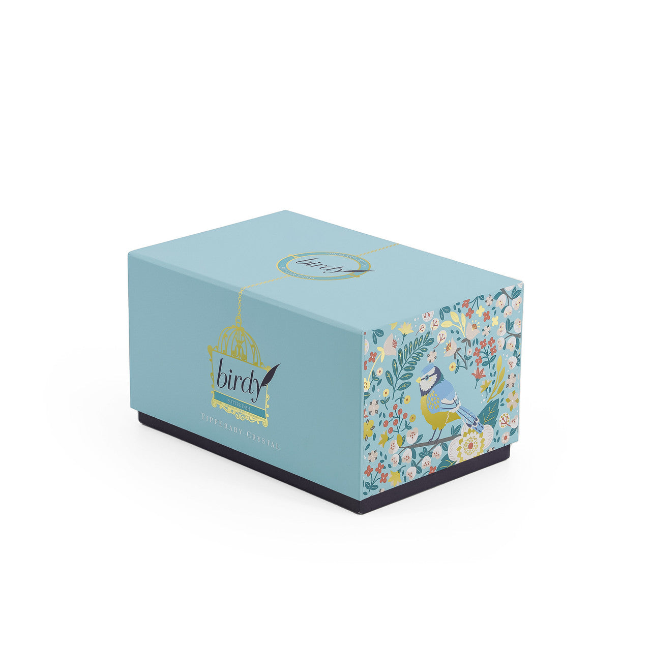 Tipperary Crystal Birdy Butter Dish - New 2022 New to our collection, this birdy butter dish come beautifully illustrated and presented in a rigid Tipperary Crystal gift box. Makes a wonderful gift to be enjoyed. The Birdy Collection is a series of 6 exclusively commissioned illustrations inspired by native Irish birds; Bullfinch, Goldfinch, Blue tit, Greenfinch, Kingfisher and Robin.