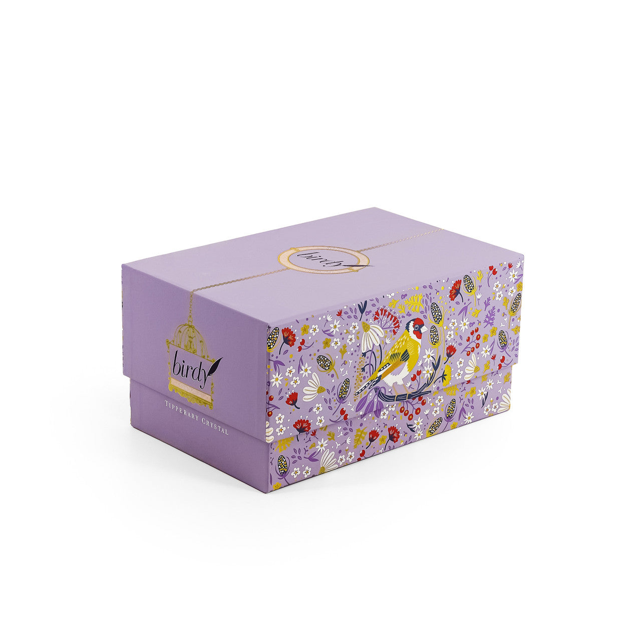 Tipperary Crystal Birdy Storage Jar - Goldfinch - New 2022 New to our collection, this birdy storage jar come beautifully illustrated and presented in a rigid Tipperary Crystal gift box. Makes a wonderful gift to be enjoyed. The Birdy Collection is a series of 6 exclusively commissioned illustrations inspired by native Irish birds; Bullfinch, Goldfinch, Blue tit, Greenfinch, Kingfisher and Robin.