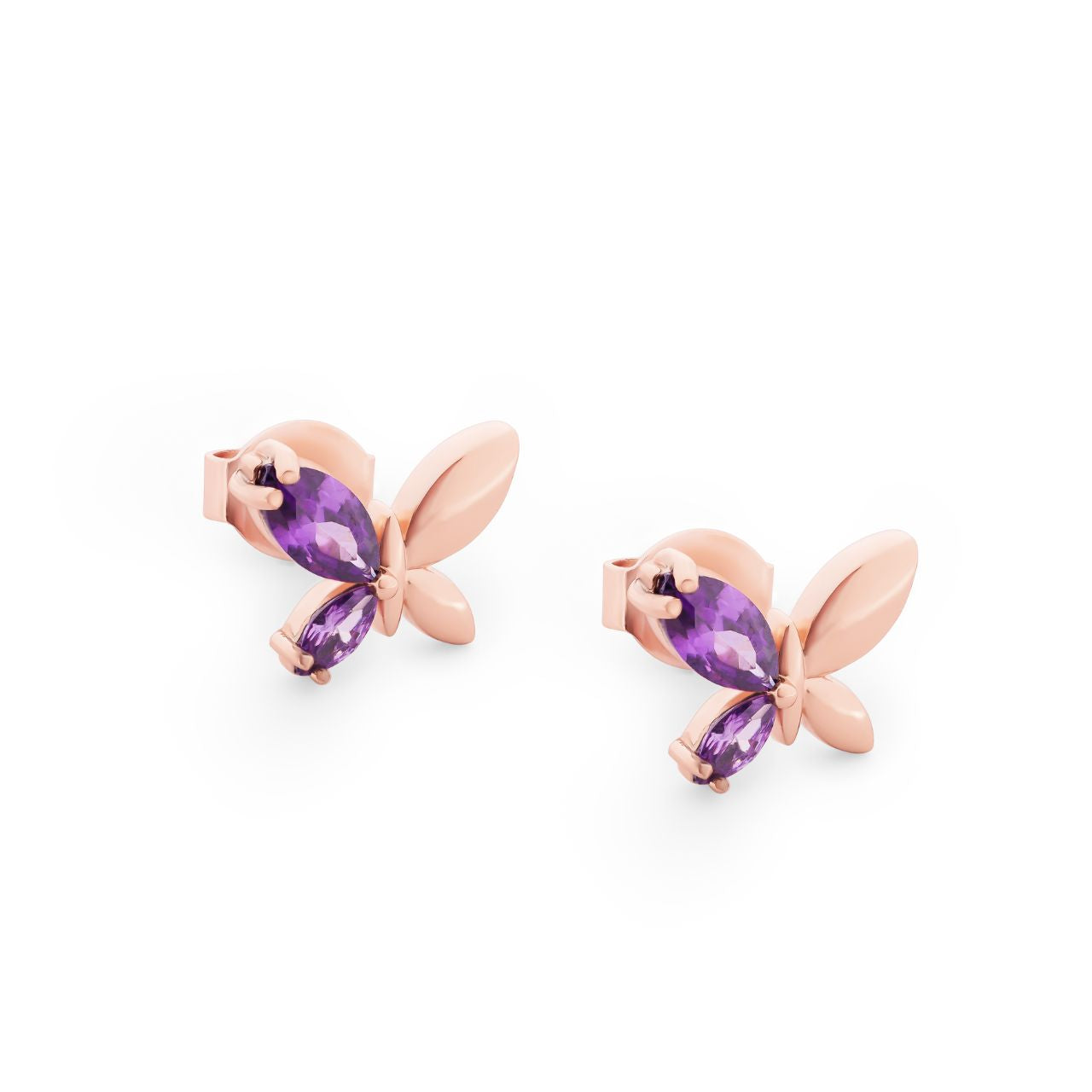 Tipperary Crystal Butterfly Rose Gold Purple CZ Earrings Drawing inspiration from urban garden, the Tipperary Crystal Butterfly collection transforms an icon into something modern and unexpected. Playful and elegant, this collection draws from the inherent beauty of the butterfly.