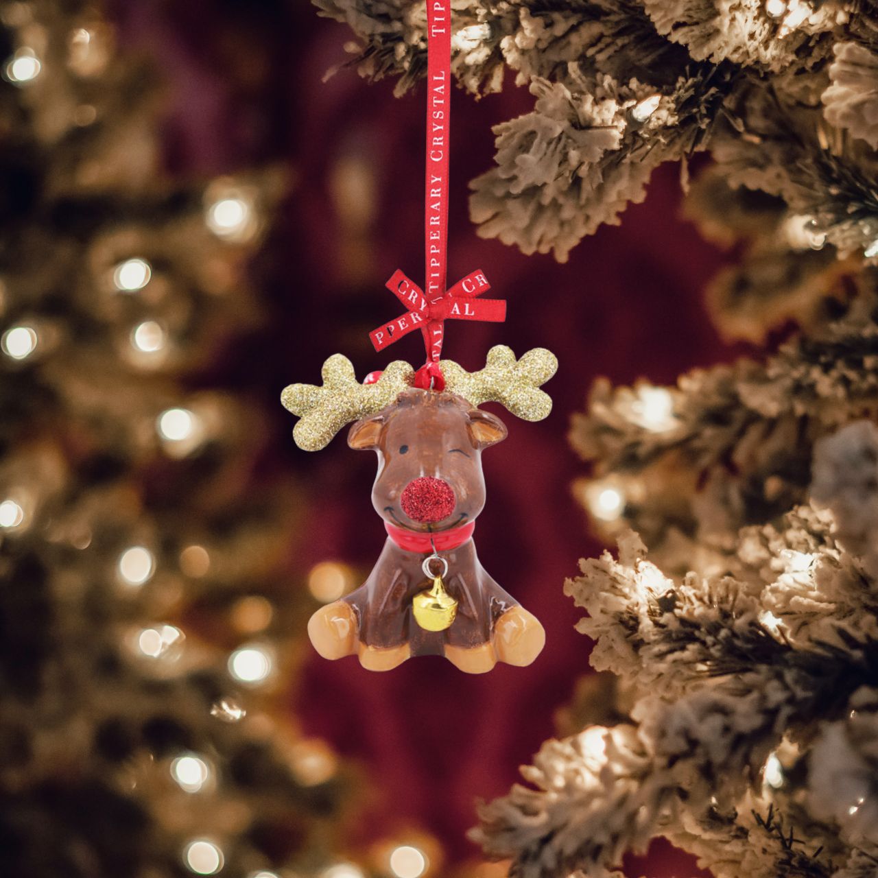 Tipperary Crystal Porcelain Reindeer Christmas Decoration We just Love Christmas! The festive season, the giving of gifts, creating memories and being together with family and loved ones. Have lots of fun with our lovingly designed and created Christmas decorations, each one has a magic sparkle of elf dust!