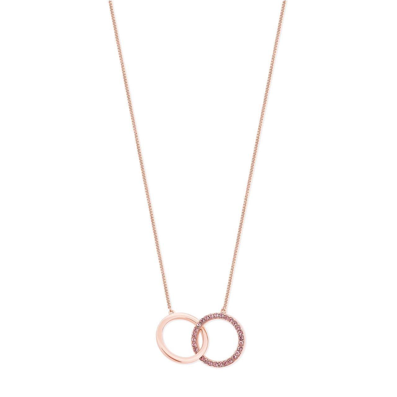 Tipperary Crystal Rose Gold Infinity Rings Pedant Pink Circle