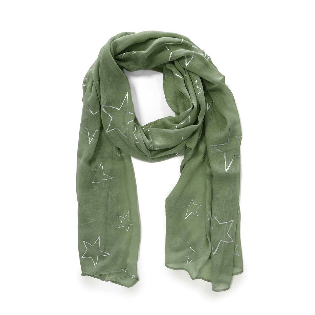 Tipperary Crystal Sage Green Polyester Star Scarf