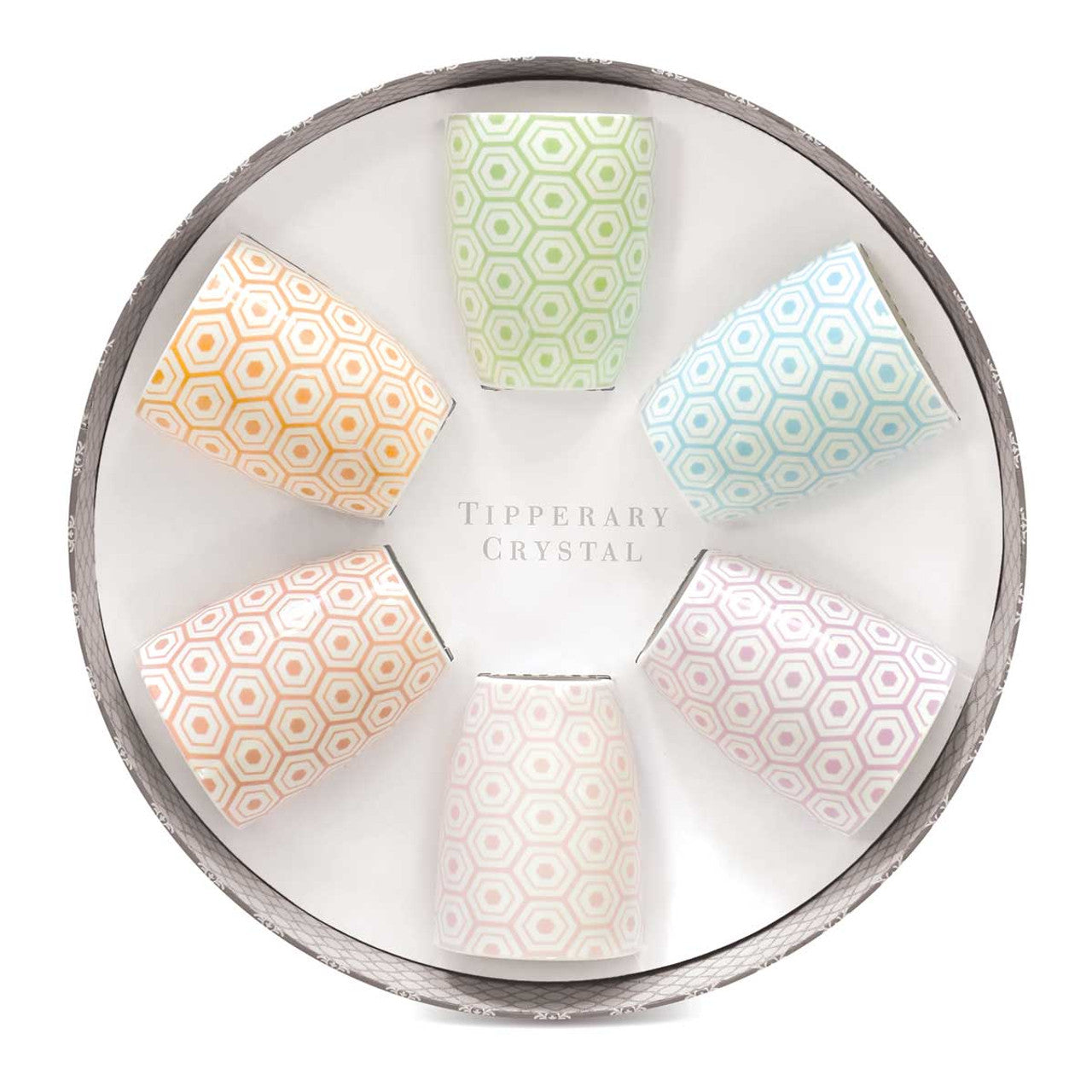 Tipperary Crystal Set Six Honeycomb Mugs Tipperary Crystal ceramics are made from bone china which gives the ceramic a clean, white finish. Stack crockery separately from other items such as cutlery, saucepans or glass. Over washing will cause the glaze to dull and the design to fade.