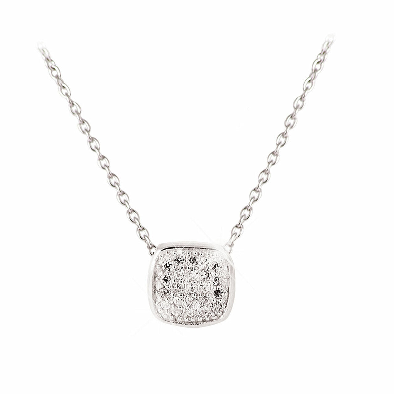 Tipperary Crystal Silver Pendant Pave Soft Edge Square This shimmering pendant is sure to be a hit. Its versatile simplicity means it’s perfect for day and evening wear.