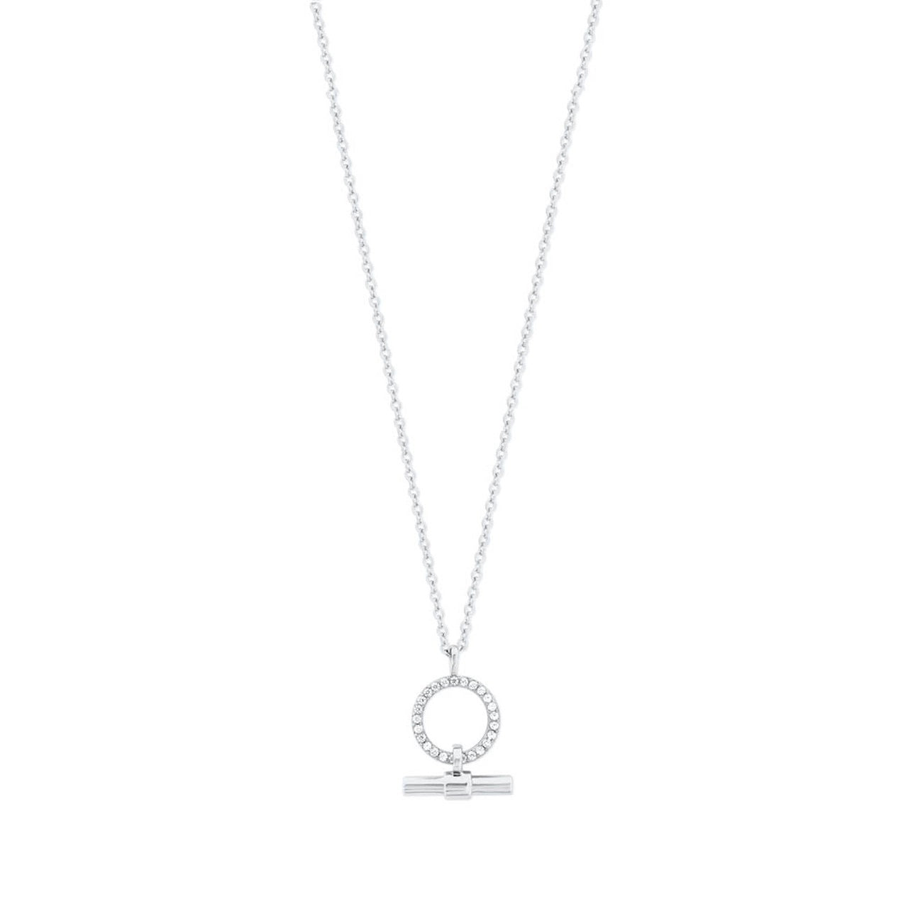 Tipperary Crystal T-Bar Cz Set Circle & Bar Pendant Silver - New 2022 Cz Set Circle & Bar Pendant Silver - New