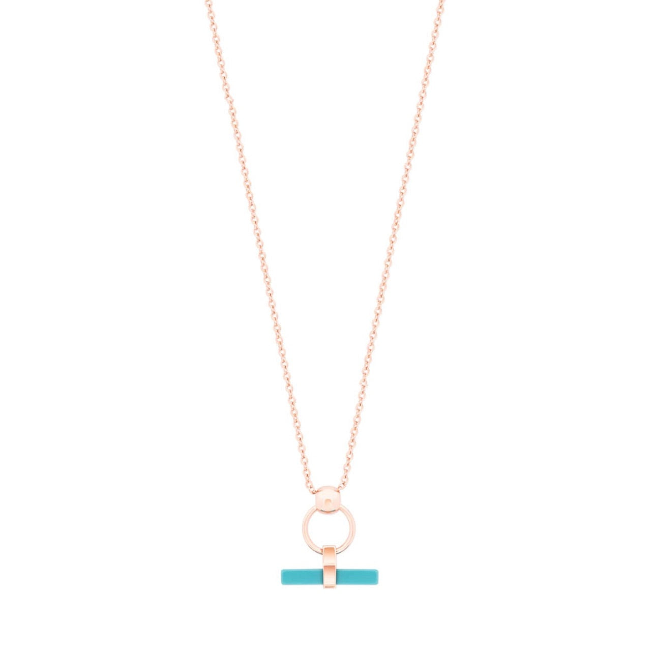 Tipperary Crystal T-Bar Turquoise Bar & Cricel Pendant Rose Gold - New 2022 Turquoise Bar & Cricel Pendant Rose Gold - New 2022