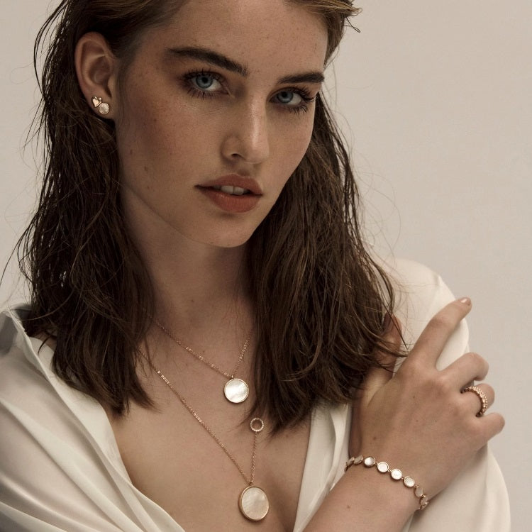 Tipperary Crystal Full Moon Pendant With Circle Rings Rose Gold
