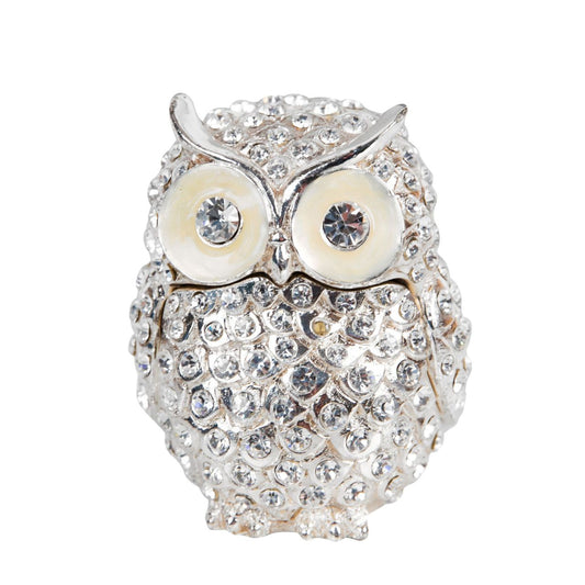 Treasured Trinkets - Crystal Owl  A stunning crystal encrusted owl trinket box from Treasured Trinkets.  This exquisite trinket box is a wonderful ornament to complement a mantelpiece, bookcase or cabinet.