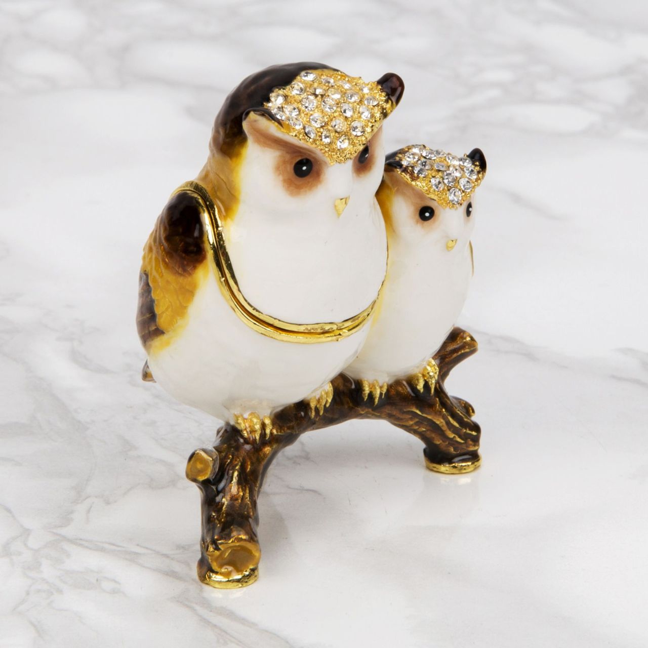 Treasured Trinkets - Mother & Baby Owl A beautiful, hand painted and crystal finished Mother & Baby Owl trinket box from Treasured Trinkets.