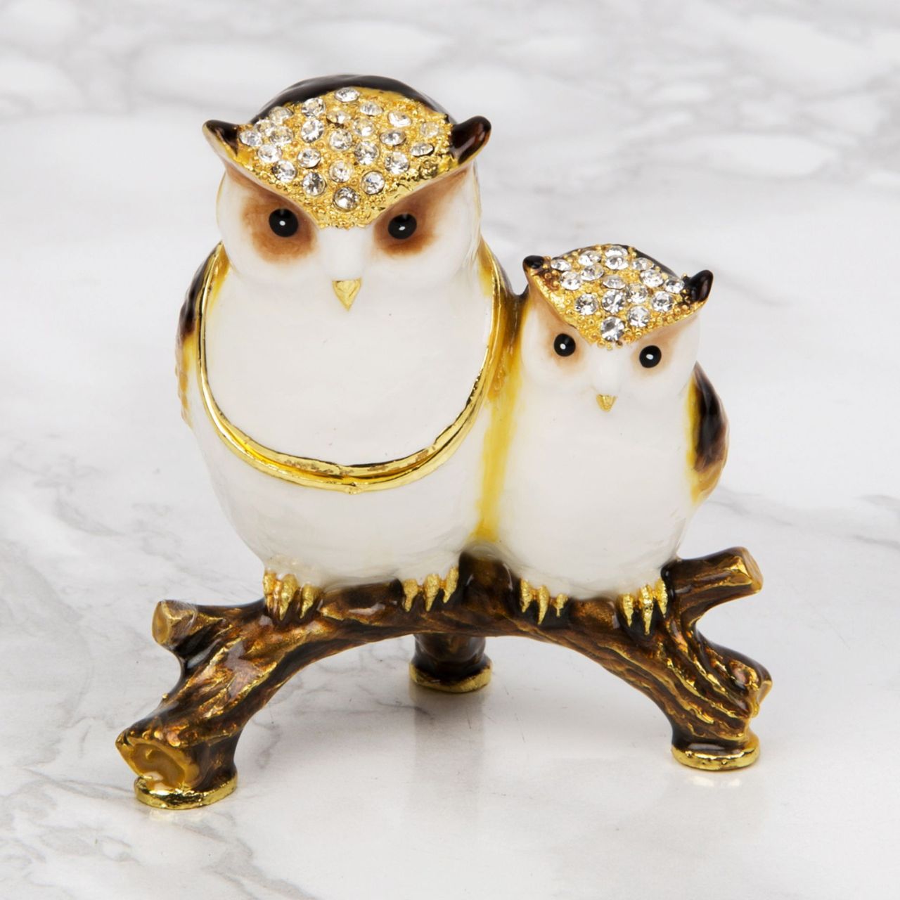 Treasured Trinkets - Mother & Baby Owl A beautiful, hand painted and crystal finished Mother & Baby Owl trinket box from Treasured Trinkets.