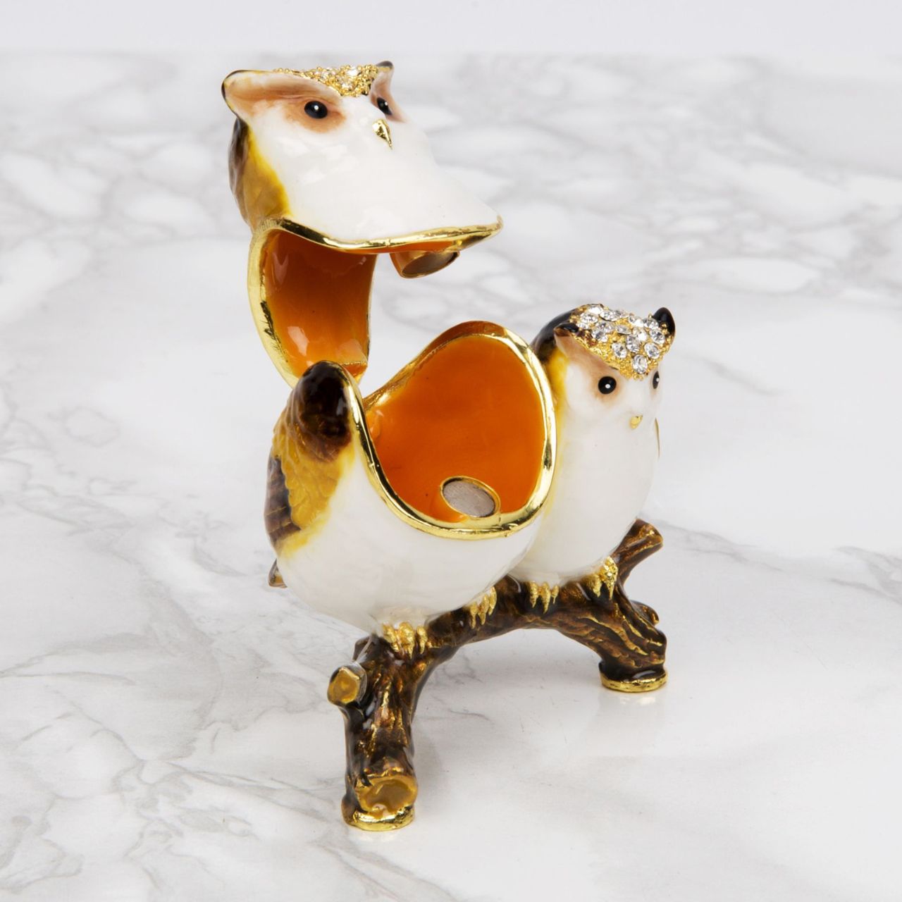 Treasured Trinkets - Mother & Baby Owl A beautiful, hand painted and crystal finished Mother & Baby Owl trinket box from Treasured Trinkets.