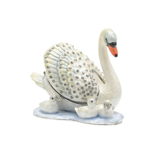 Treasured Trinkets - Mother & Baby Swans  A mother & baby swans trinket box from Treasured Trinkets by STRATTON®.  This eye-catching trinket box makes a true statement piece for any bedroom.