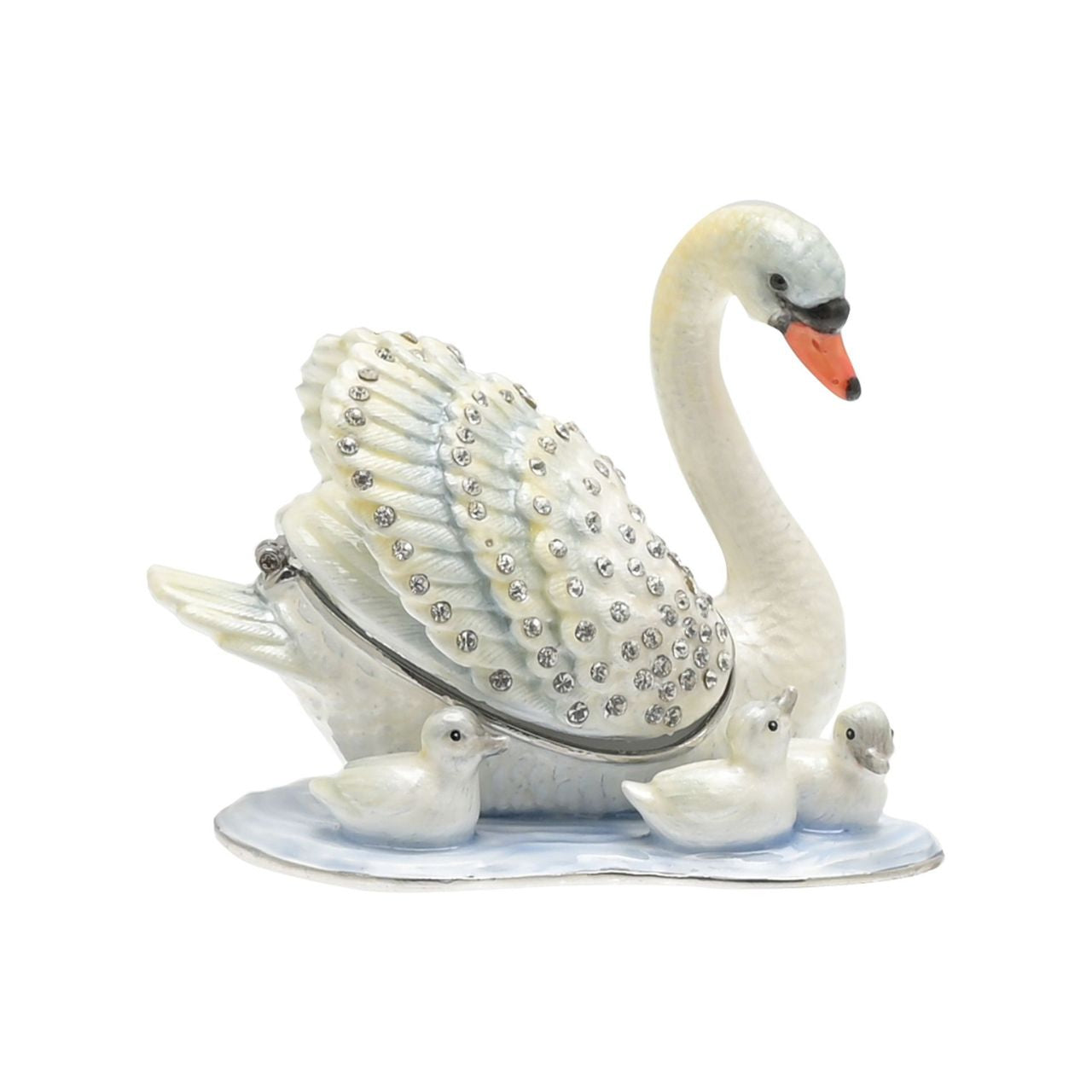 Treasured Trinkets - Mother & Baby Swans A mother & baby swans trinket box from Treasured Trinkets by STRATTON®. This eye-catching trinket box makes a true statement piece for any bedroom.