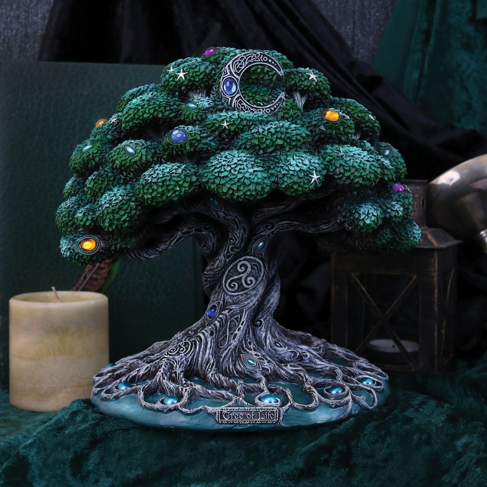 Nemesis Now Tree of Life Figurine A symbol of longevity, wisdom and rebirth, our tree of life proudly stands under the light of the moon, filtering its Spiritual energy. Its silvery roots form intricate networks throughout the earth, connecting the human race in love, peace and harmony.