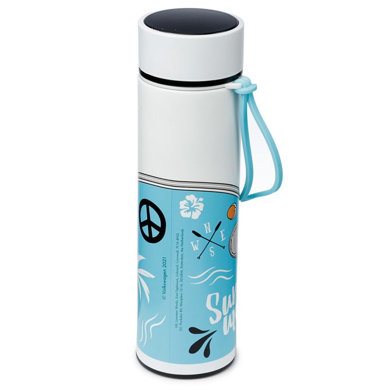 Volkswagen VW T1 Camper Bus Surf Thermal Insulated Drinks Bottle Digital Thermometer Suitable for hot and cold drinks. Keeps liquids cold for up to 24 hours or warm for up to 6 hours. There is a removable tea strainer that sits in the top for loose tea leaves.