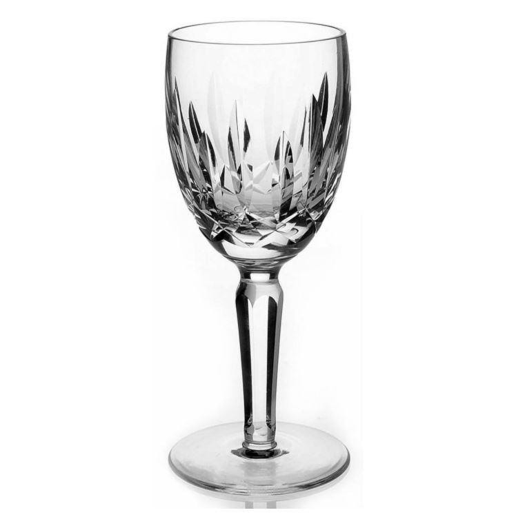 Waterford Crystal Kildare Claret Pair Kildare has a crosshatch pattern at the base with vertical cuts up the sides, a plain cut stem and an uncut foot.