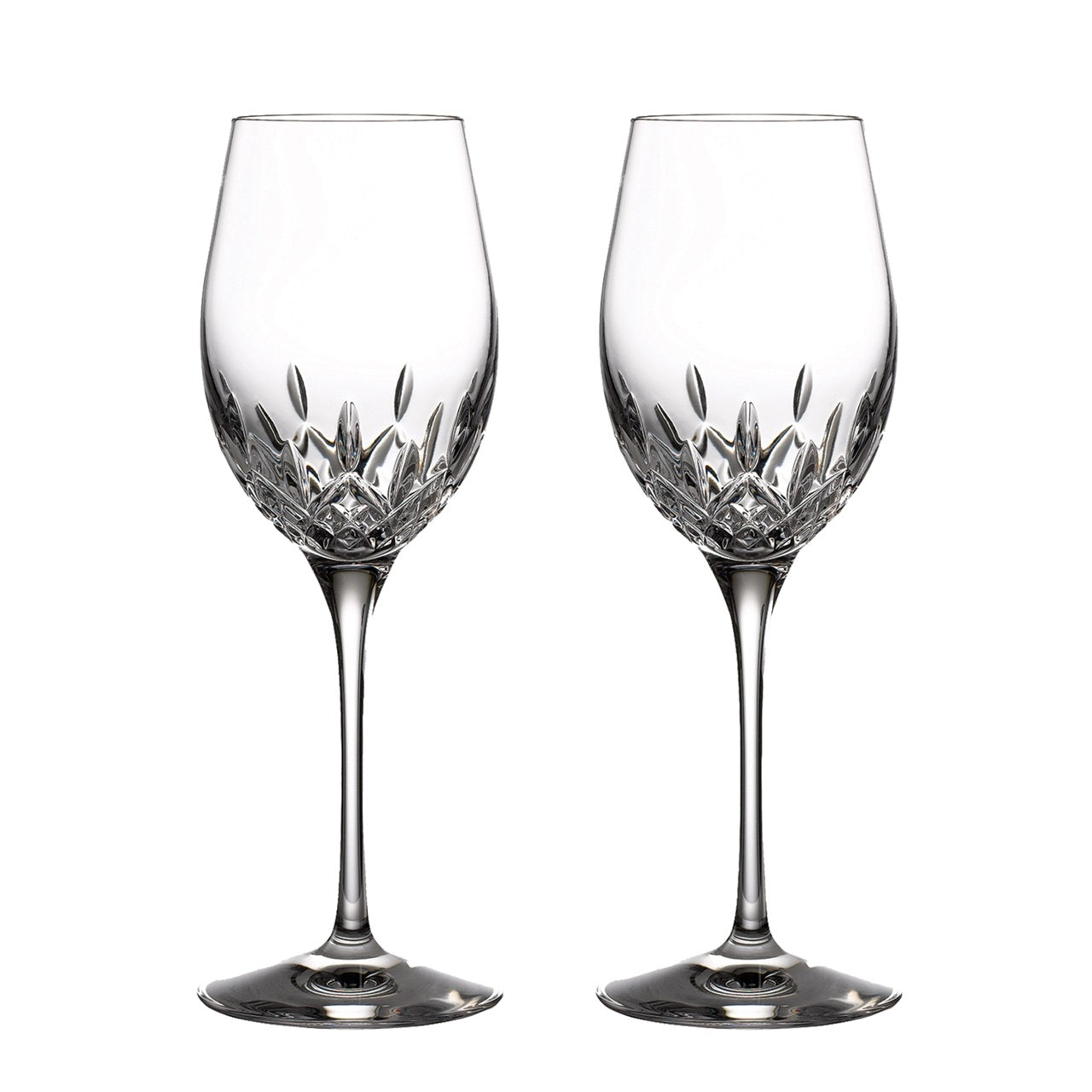 Waterford Crystal Lismore Essence White Wine Glass Pair Indulge in this stylish set Lismore Essence White Wine glasses and share your favorite Chardonnay or Chenin Blanc with friends and family.