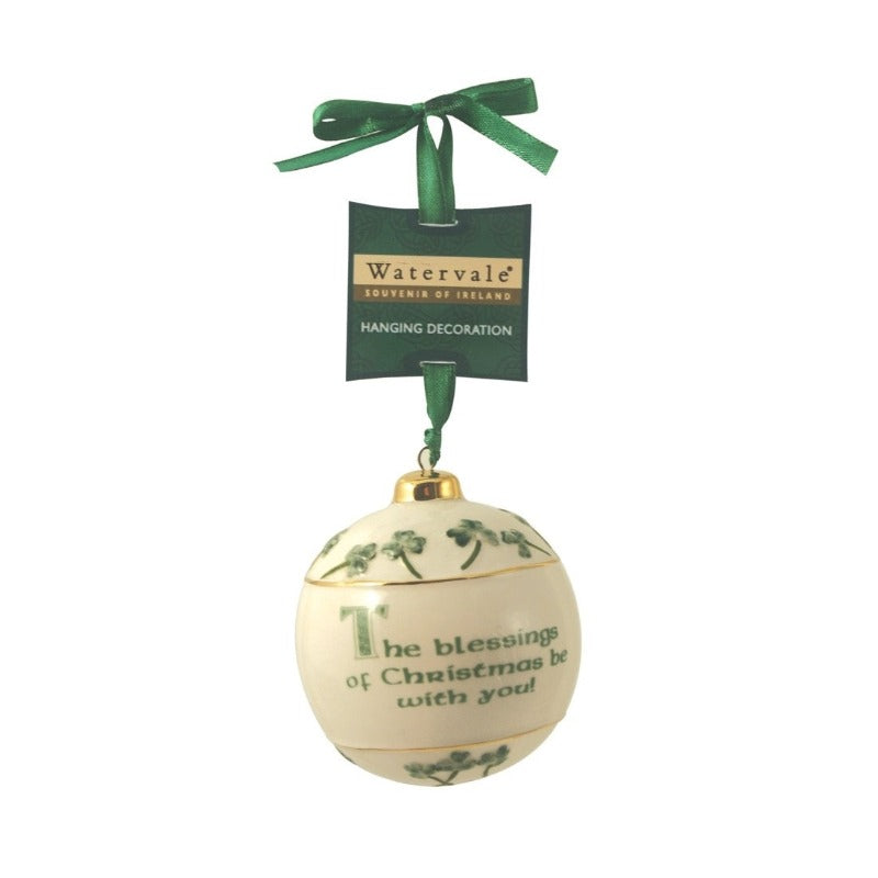 Watervale Porcelain Decoration Irish Blessing Christmas Bauble The Blessing of Christmas be with you. Beautiful porcelain decorations are part of the Watervale collection Perfect addition for your Christmas tree this holiday season