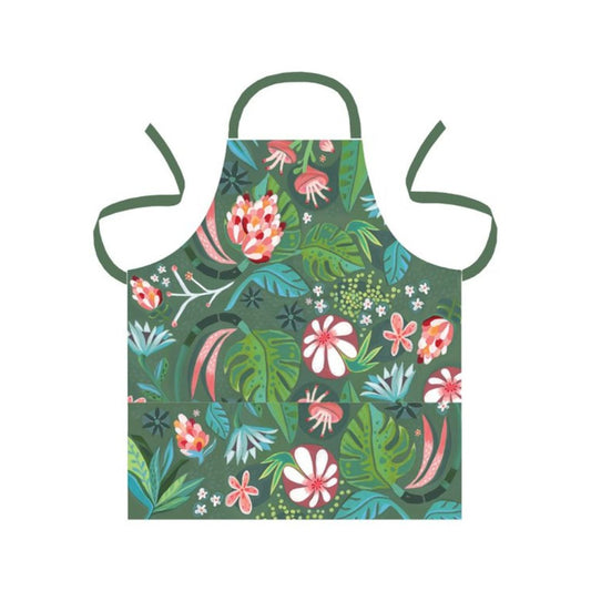 Our Green Thumb adjustable apron is made from 100% cotton and sturdy, canvas material. The fabric is certainly durable, yet flexible enough for every day comfort. The fully adjustable neck strap makes these adult-sized aprons are perfect for anyone. Each one has a recycled cardboard branded strap. Exclusively designed by Michelle Allen.