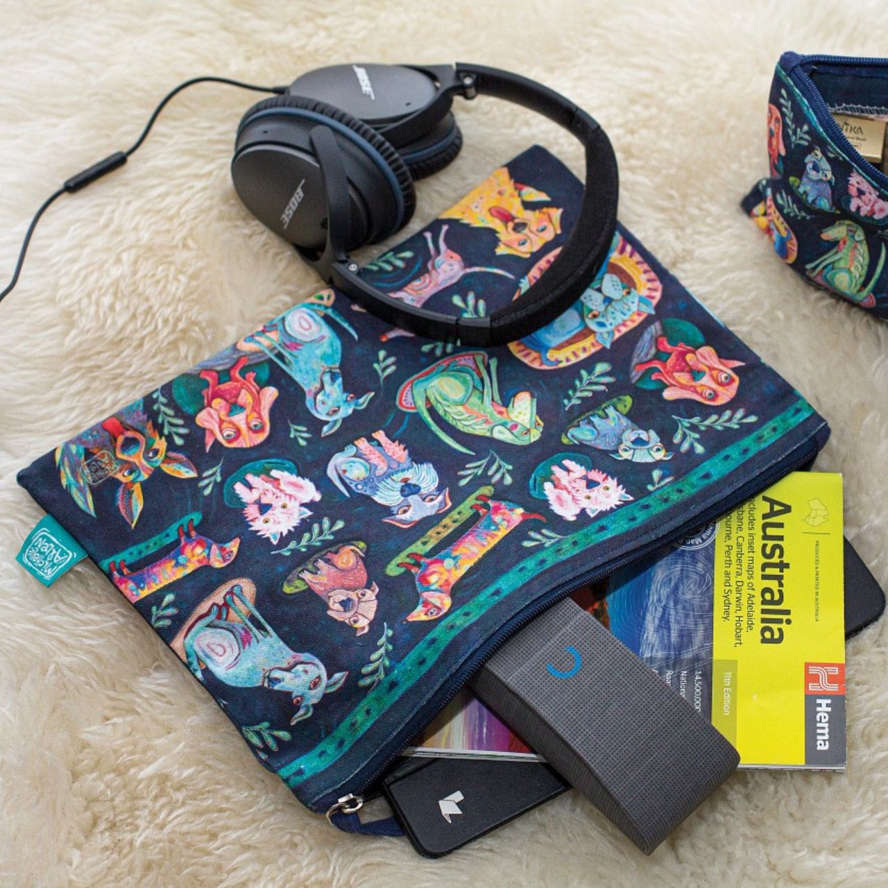 Allen Design Dog Park Zipped Pouch Large  These beautiful zippered 100% Cotton pouches are perfect for pencils/pens, trinkets, charging cords, make up or pretty much anything you can possibly think of. Exclusively designed by Michelle Allen.