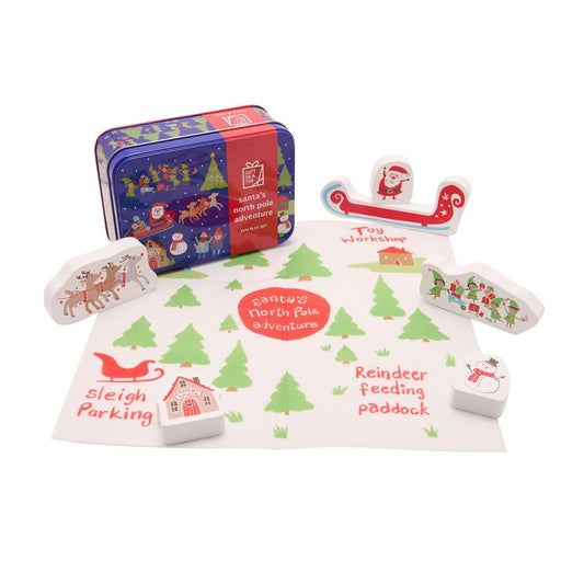 A Santa’s north pole adventure play set by Gift in a Tin by APPLES TO PEARS.