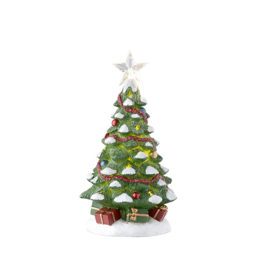 A stunning festive centrepiece featuring intricate ornament detailing and internal LED illumination that creates a gentle, magical holiday light show on your sideboard.