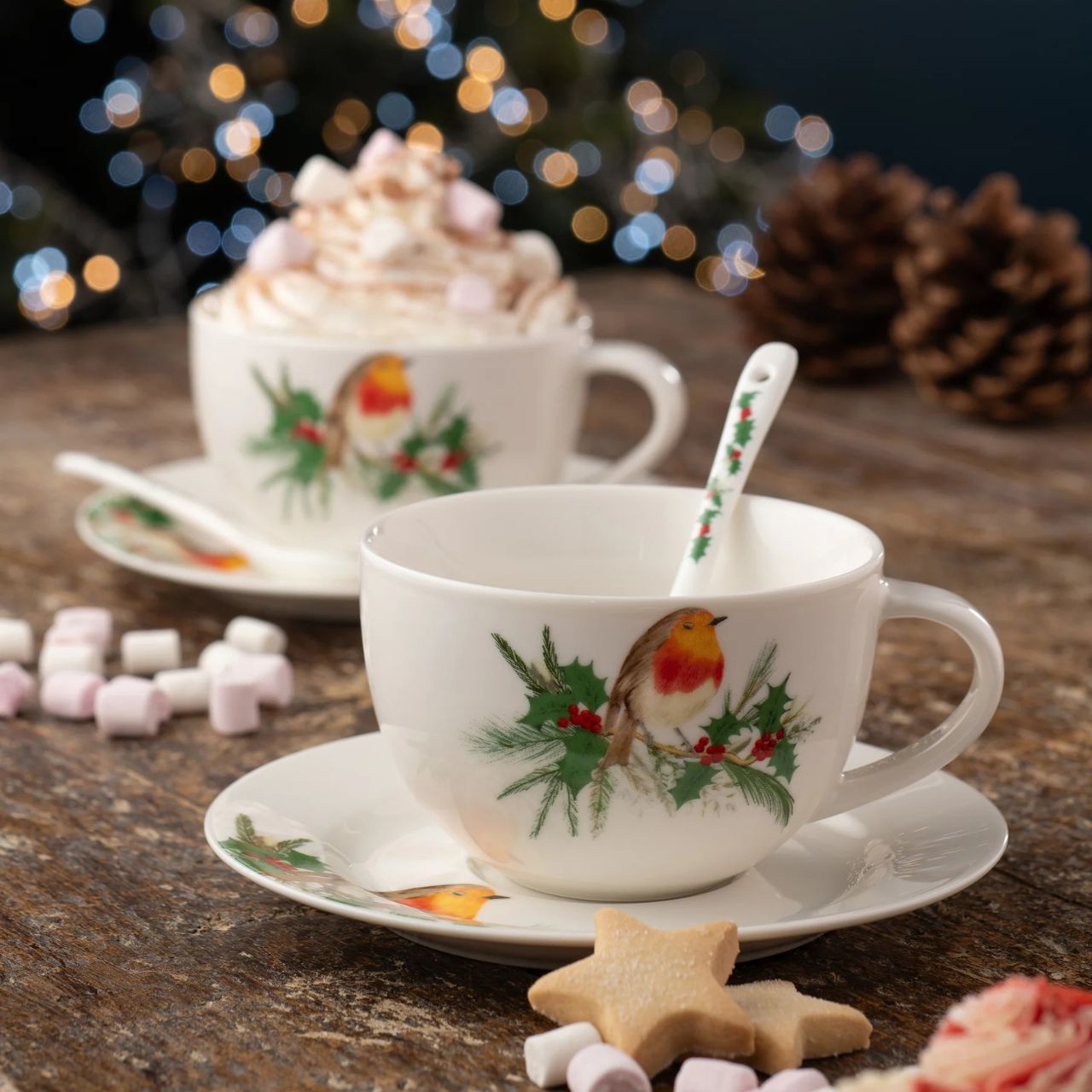 Embrace the festive spirit with&nbsp;Aynsley's "Robin" fine china tableware collection, featuring charming illustrations of the Christmas robin. Each piece captures the warmth and joy of the holiday season, making your celebrations even more special.