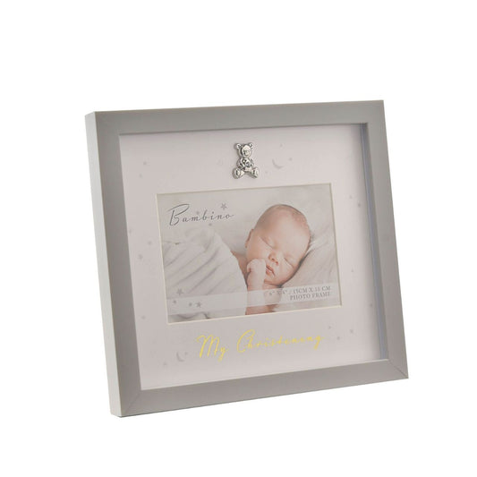This affectionately decorated frame offers beautifully soft tones to celebrate an important day.